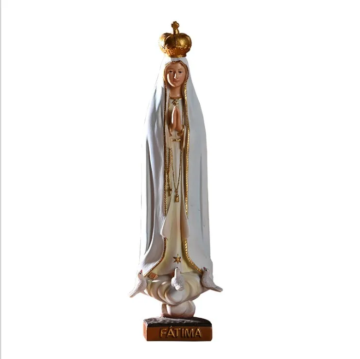Resin Lady of Fatima Hand Painted Statue Religious Figurine Virgin Mary Statue