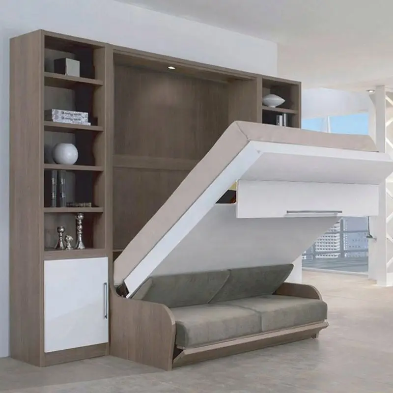 Оптовая продажа набор настенных кроватей размера «Queen-Size» с диваном стеной для спальни