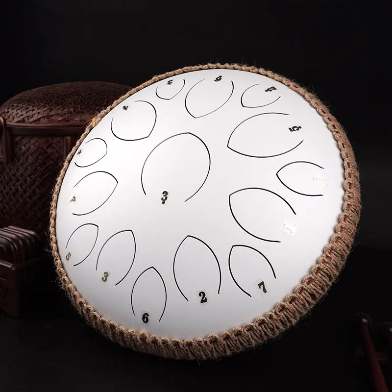 Factory offer the big size  design 14 inch (35 cm) 15 tongue white  hank drum D key balmy drum  steel tongue drum