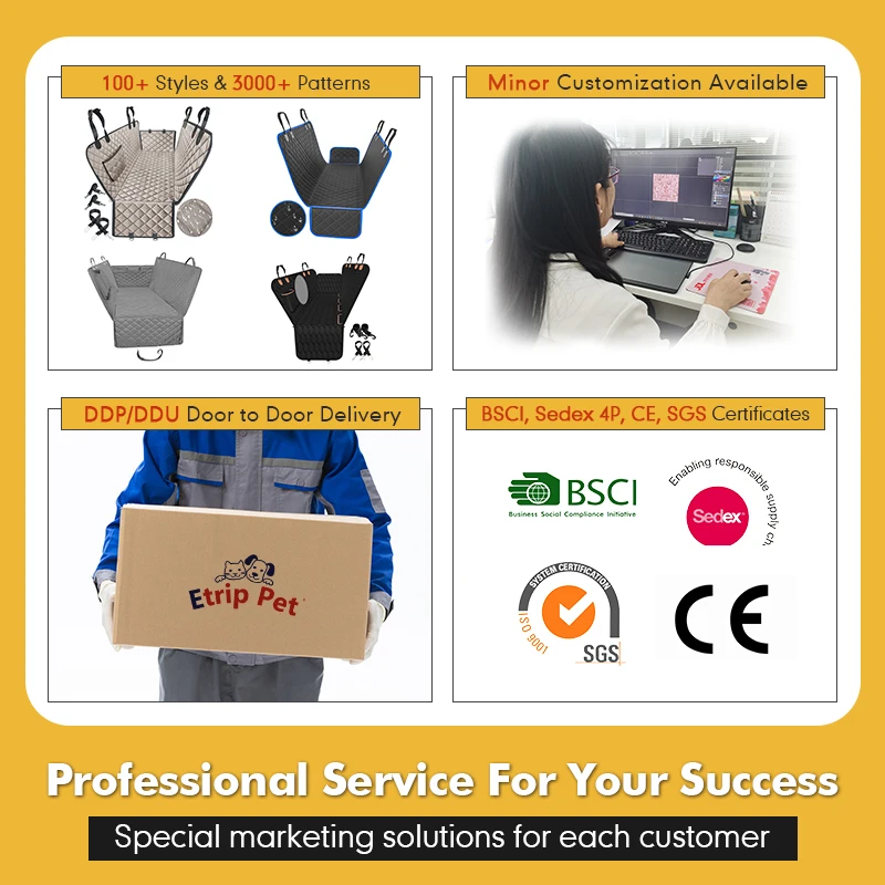 Custom washable comfortable adjustable scratchproof durable waterproof pet dog hammock car seat extender bed cover