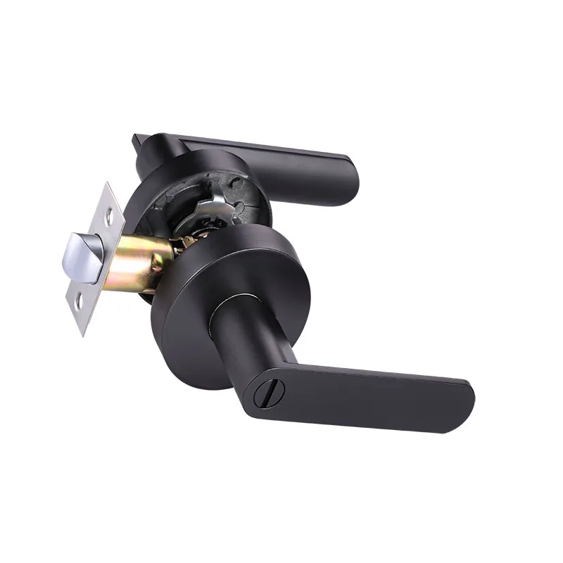 Black wooden door lock heavy duty simple tubular lever door lock for bathroom