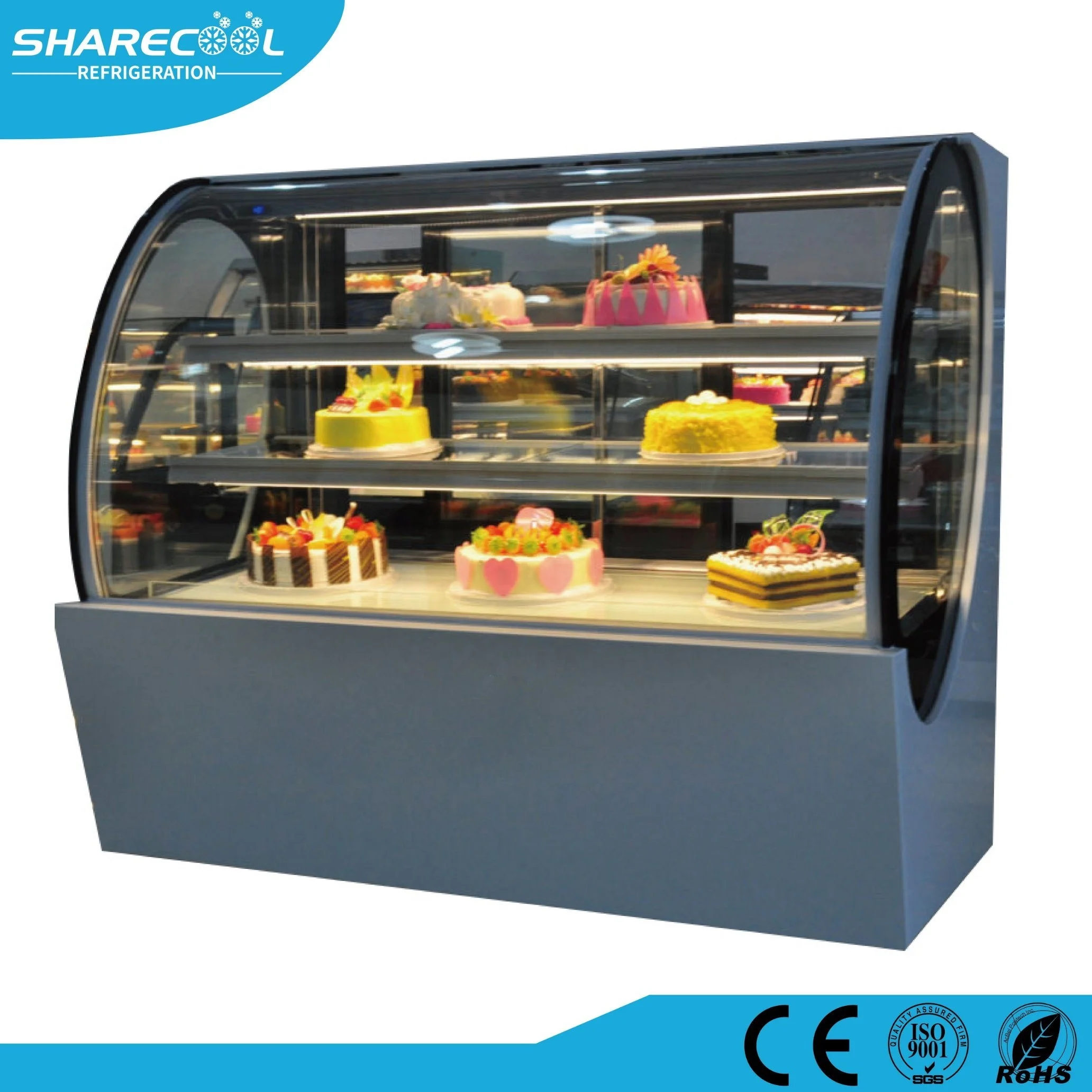 Customized floor standing or table top cake showcase/display freezer/bakery display cabinet