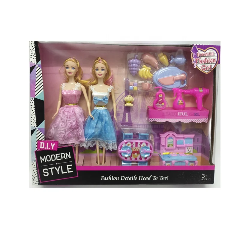 Wholesale Fashion BJD 11 Inches Barbiess Dolls Dollhouse Make Up Dress Outfits Furniture Diy Game For Girl Doll Toy