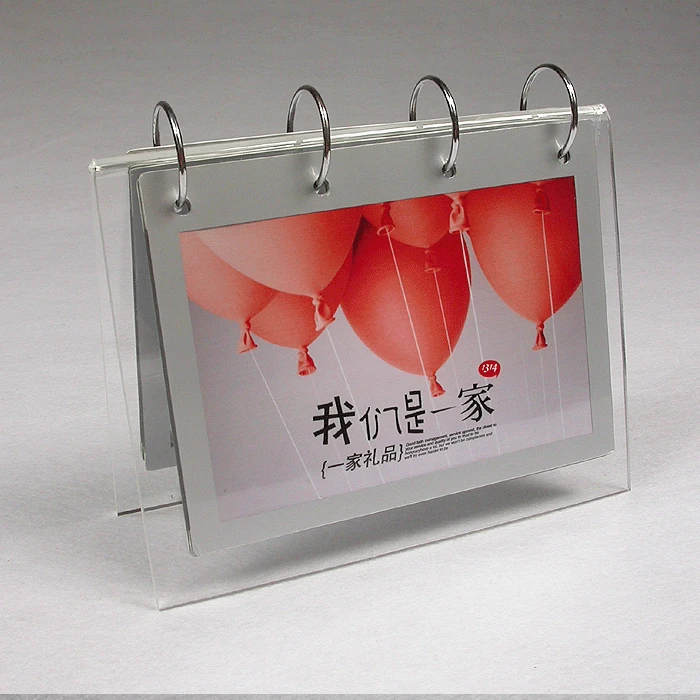 Индивидуальная L-образная прозрачная акриловая настольная подставка с календарем с Переплетным кольцом