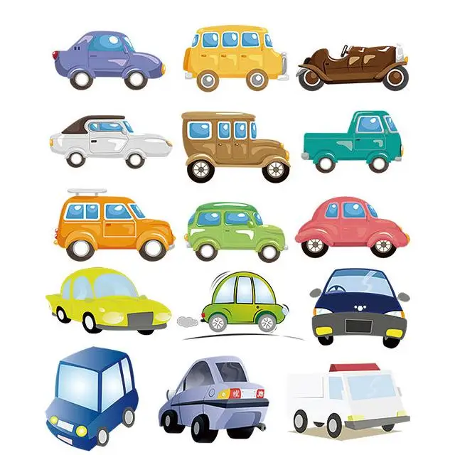 HUAMJ Kids Cartoon Mini Car Customized LOGO Plastisol Ink Label Film Heat Transfers For T-Shirts