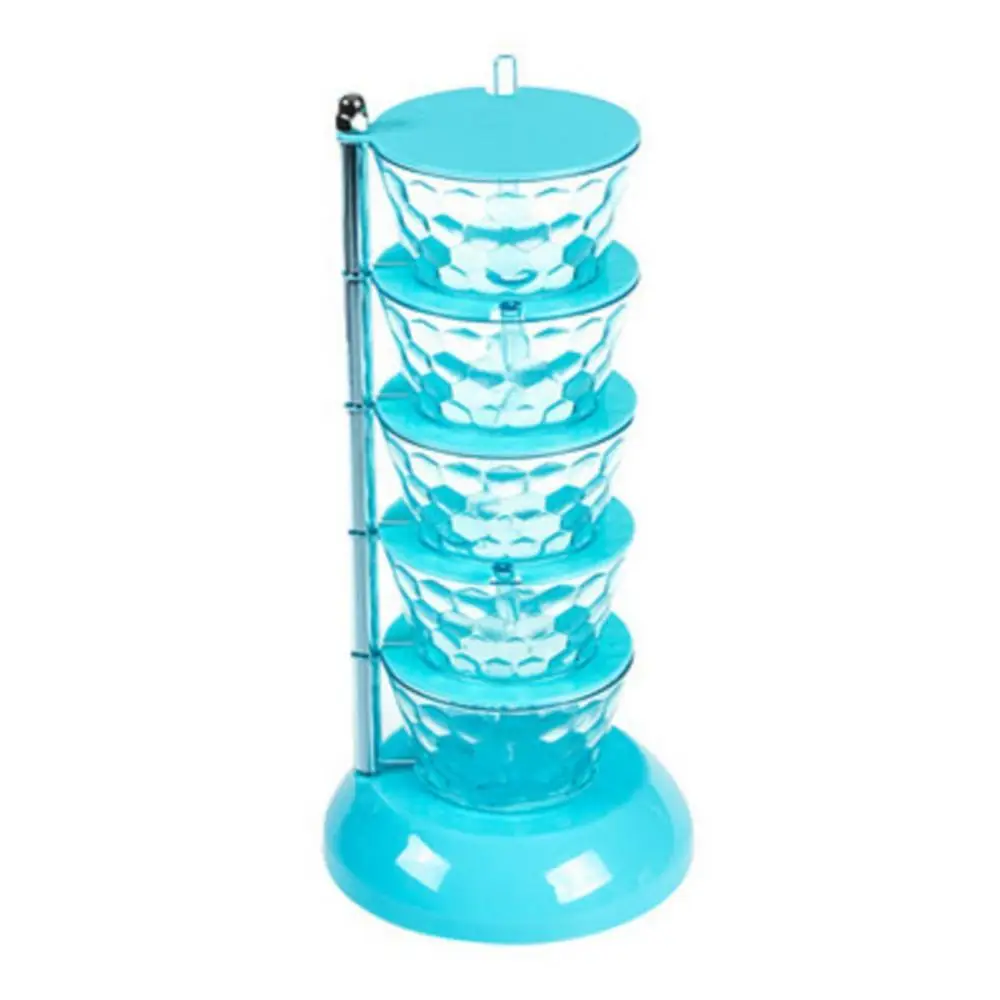 2022New Rotating Crystal Seasoning Box Vertical Five-Layer Seasoning Rack Kitchen Accessories Creative Seasoning Jar with Spoon