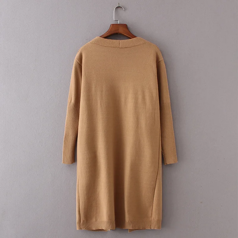 High Quality Casual Soild Color Plus Size Fashion Women Pocket Cardigans For Ladies Knit Long Cardigan Sweater
