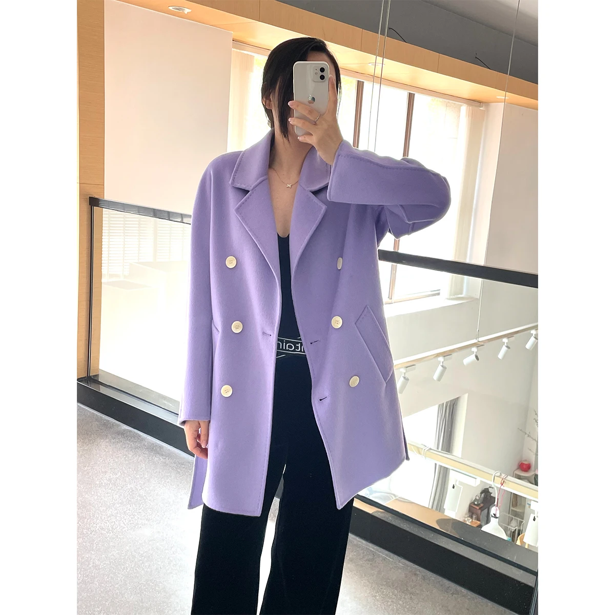 ODM 12.8%Cashmere,Customized Wholesale Women Cashmere Parka Winter Coats For Ladies Women(2206)