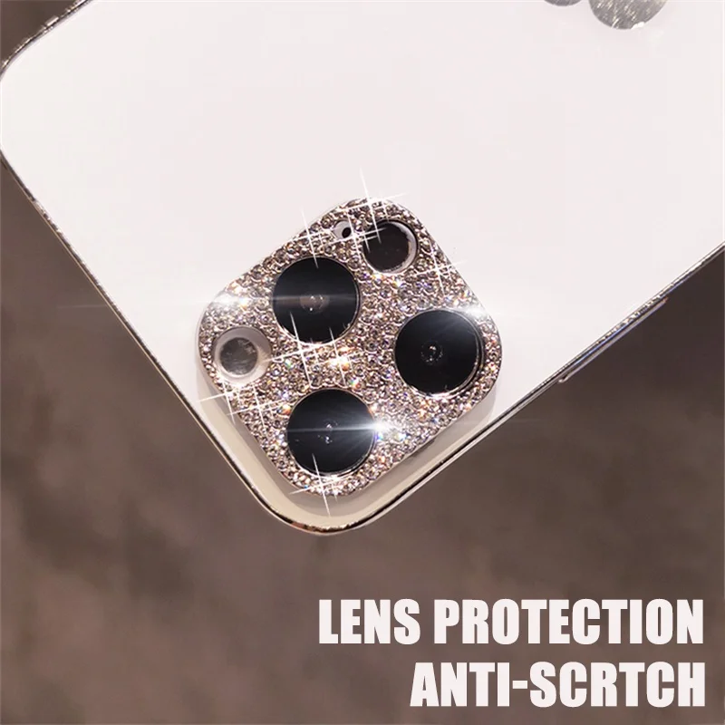 Shiny Bling Diamond Camera Lens Protector Case for IPhone 13 12 Mini 11 Pro Max Rhinestone Glitter Metal Screen Film