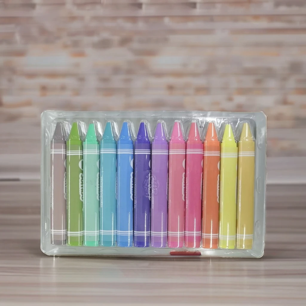 Jumbo Triangle Pastel Colors Paraffin Wax Crayon Set Easy-to-Use Plastic Crayons for Drawing & Painting Easily Washed off