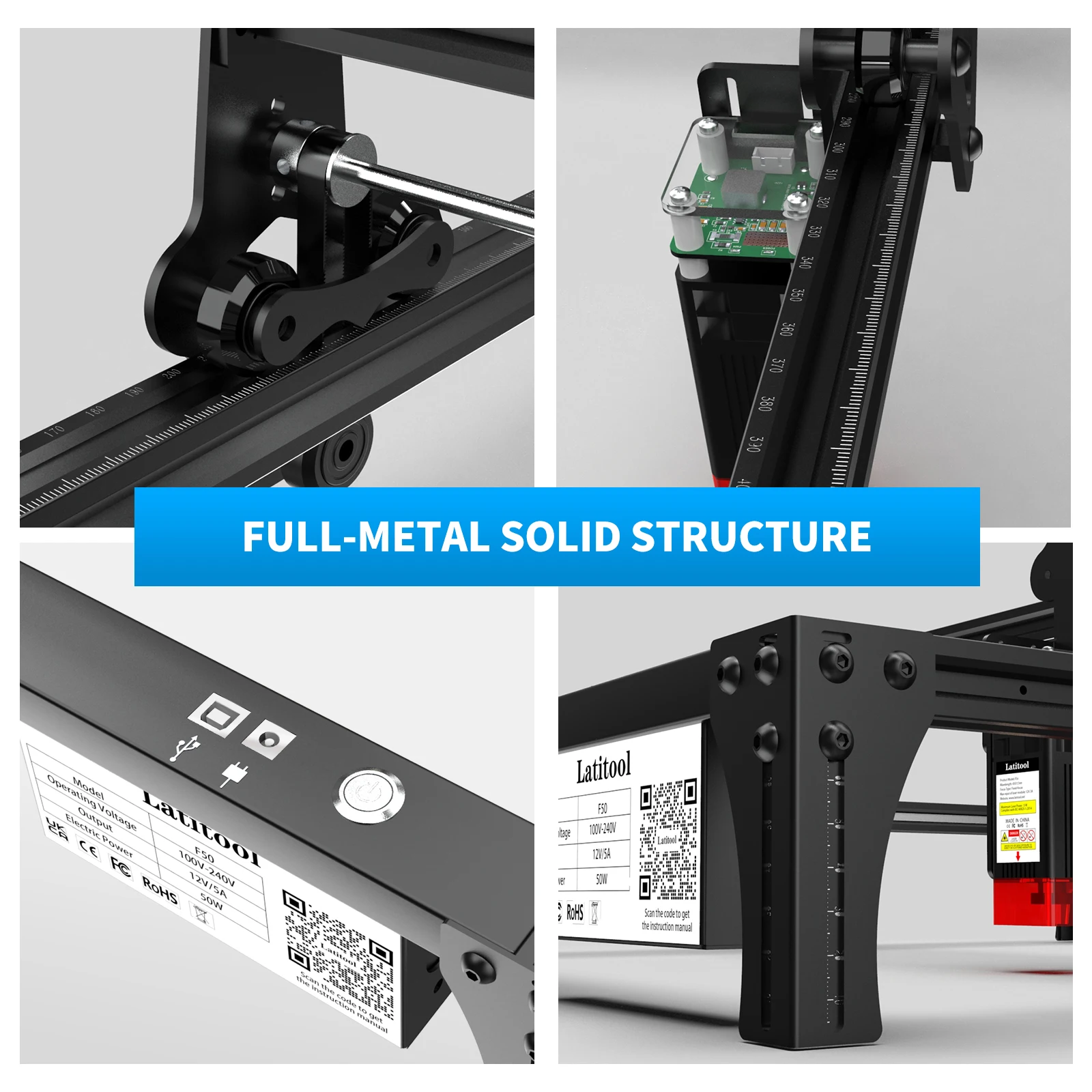 Latitool F50 5000MW 41x41cm DIODE Mini Laser Engraver Machine CNC Engraving Machine For Pebble Stone Engraving Machine