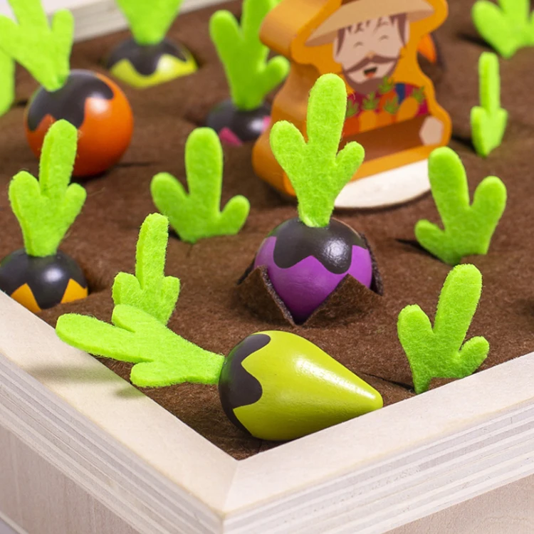 Color Sorting Matching Wooden Toys montessori Educational Carrots Harvest Toy Memory Games Radishes