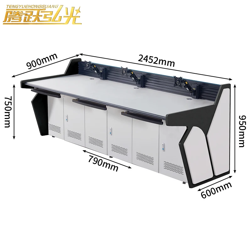 Three workstation C4-type command center control console monitoring desk Conference  office furniture monitoring computer desk