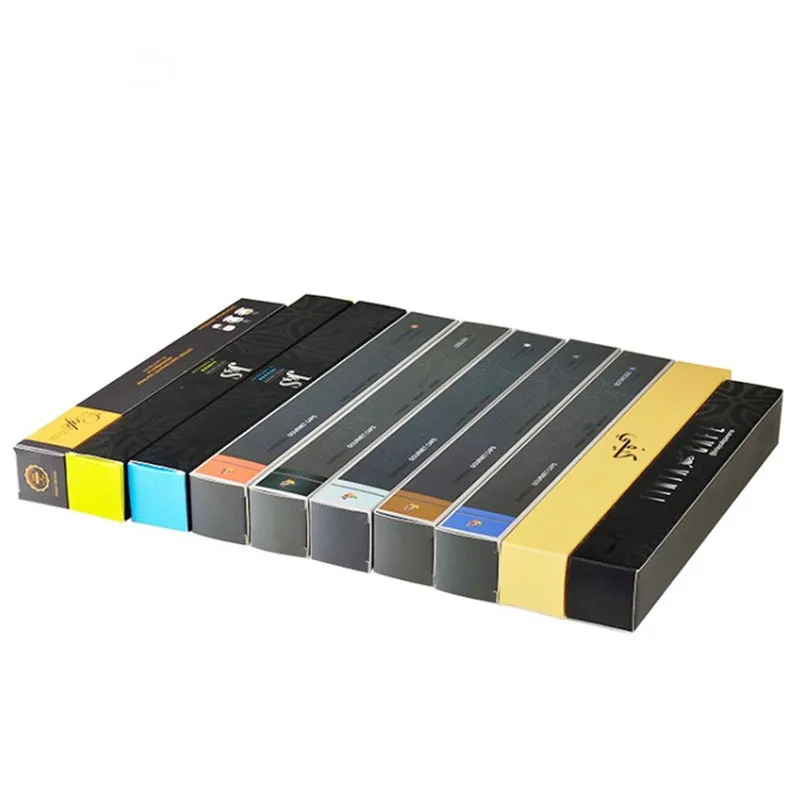 Cheap Wholesale Gold Foil Rectangle Environmental Friendly Recyclable Coffee Capsule Box Packaging