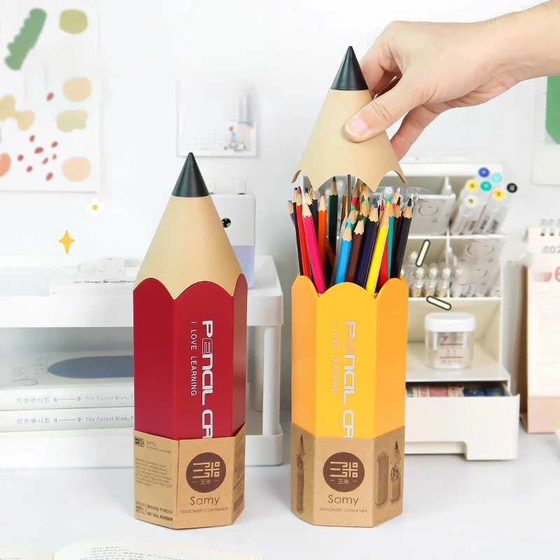 BEYOND ABS Pencil Shape Stationery Organizer Cute Kawaii School Creative Plastic Pen Holder for Kids Children