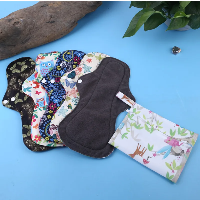 
Simfamily Feminine Sanitary Woman Bamboo Charcoal Waterproof Washable Napkin Reusable Heavy Flow Menstrual Pads 
