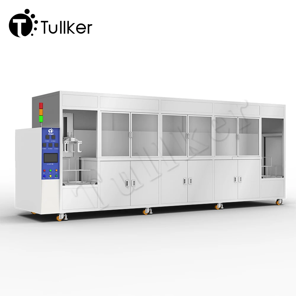 Tullker Ready to Ship Five Chamber 135L Full Automatic Automated Auto PLC HMI Agitation Industrial Ultrasonic Cleaner