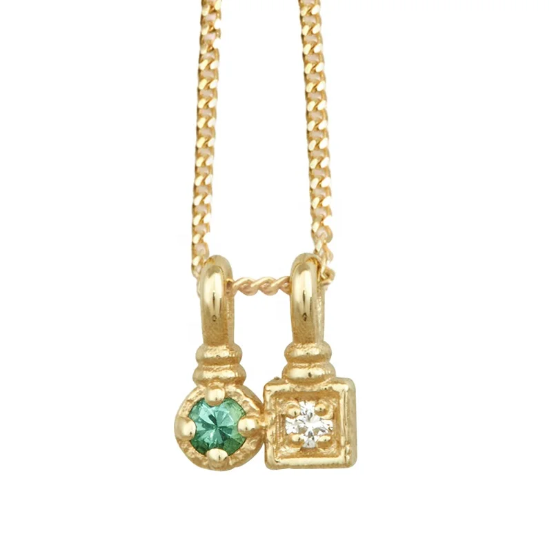 Gemnel daily look blue sapphire pendant 925 sterling silver diamond gold choker women jewelry necklace