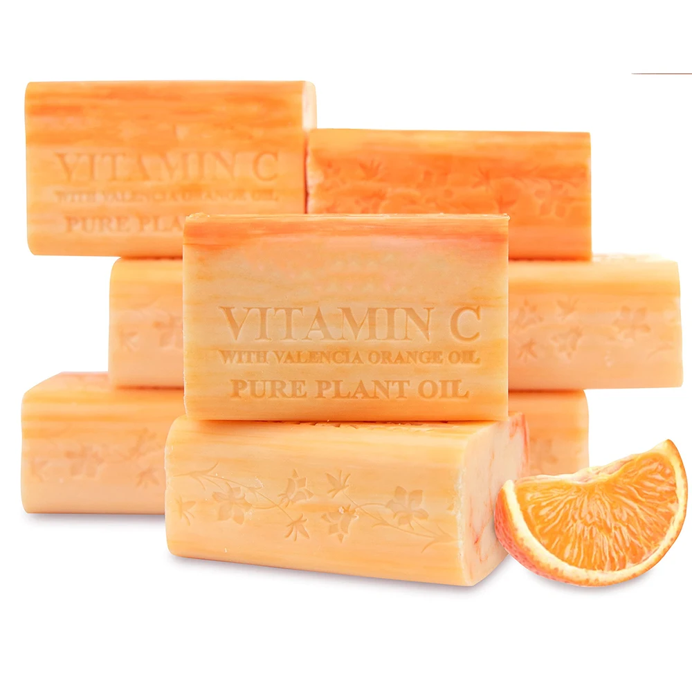 Whitening Brushed Foam Coconut Oil Remove Dark Spots Vitamin Valencia Orange Soap Bars