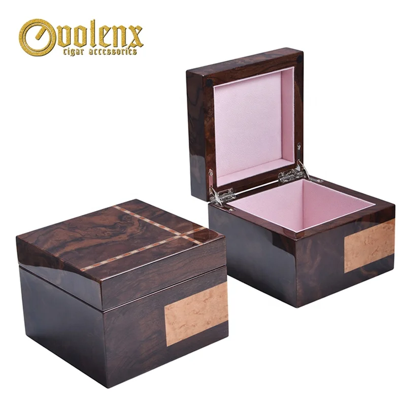 Wood parquet black walnut handmade high gloss rectangular wooden box