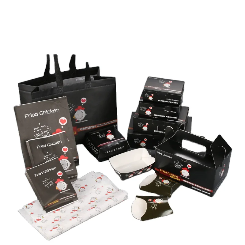 Paper Lunchbox Paper Disposable Packaging for Lunch Cardboard Takeaway Box Fried Chicken Packaging Salad Box Fast Food Packaging