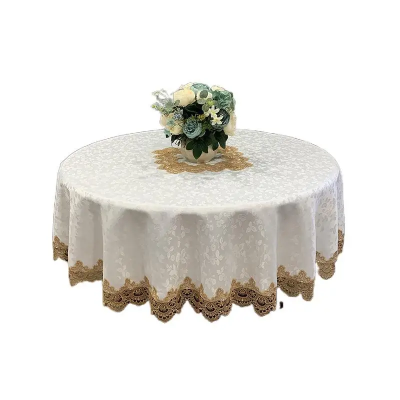 rectangular European Fabric wholesale home  hotel large discount woven white cloth luxury round wedding cheap lace tablecloths