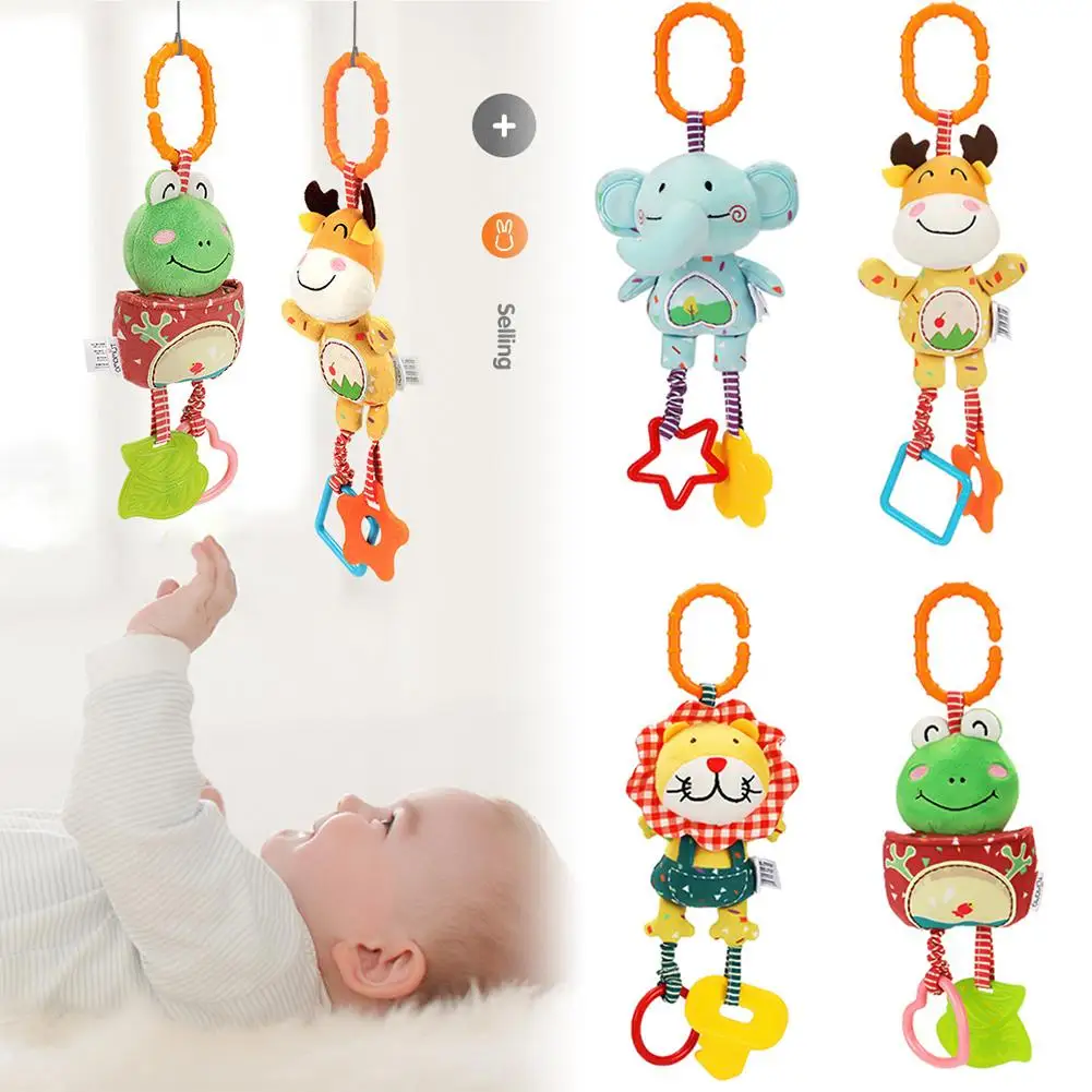
4PCs Baby Plush Toy Handbell Baby Rattle Soft Plush Stroller Car Toys Infant Newborn Birthday Gift Bed Pendant Baby Toys 