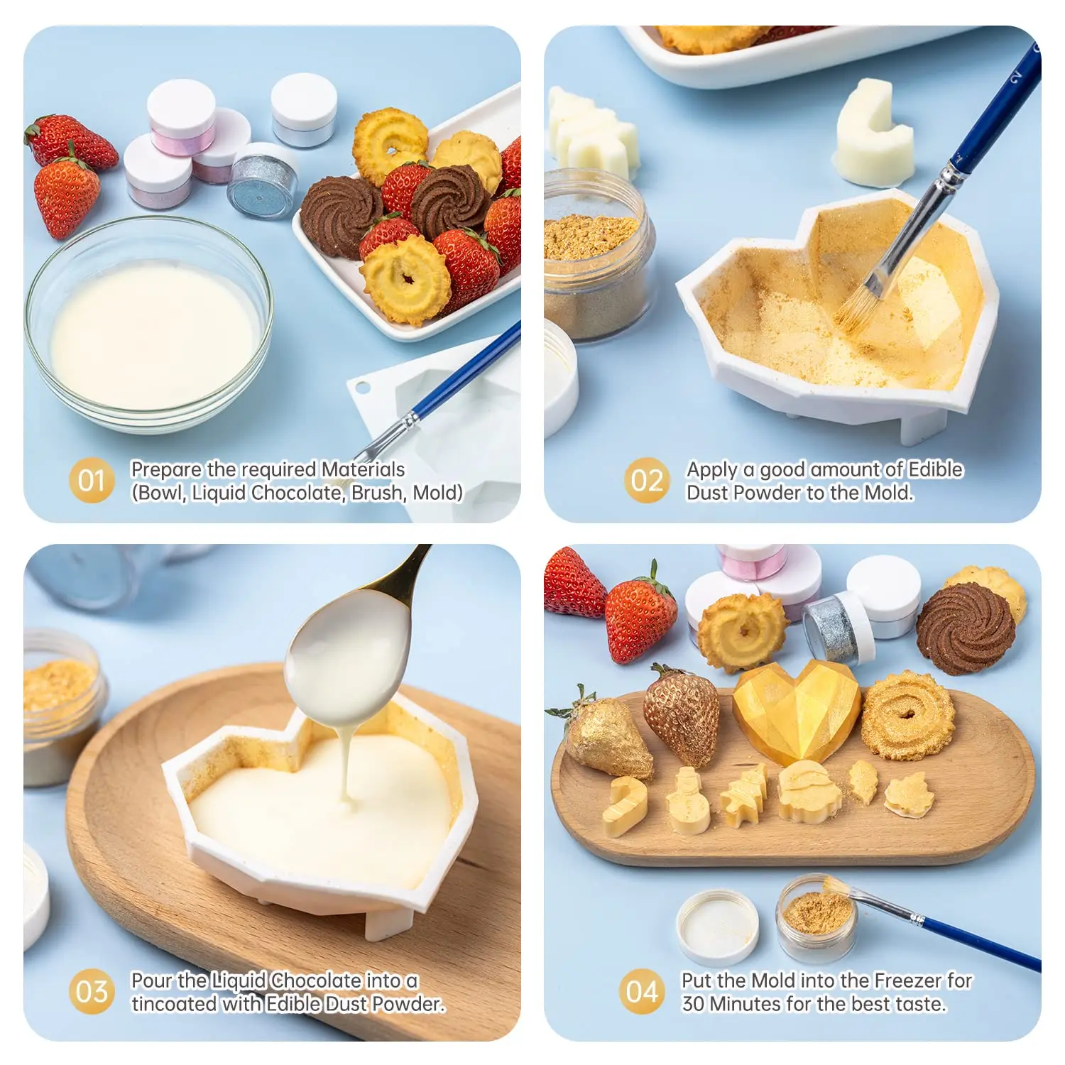 4g Shimmer Luster Dust for Cake Decorating Cocktail Baking Strawberries Chocolates Cupcakes