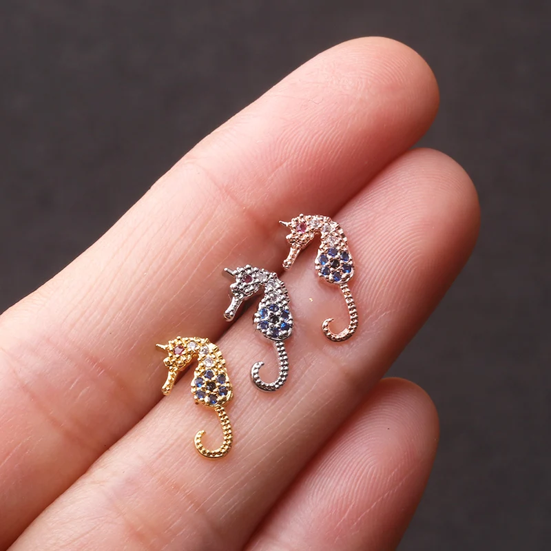 50pcs/lot Rose Gold Silver Color Wing Leaf Star shape CZ Daith Tragus Cartilage Piercing Jewelry Stud Earring