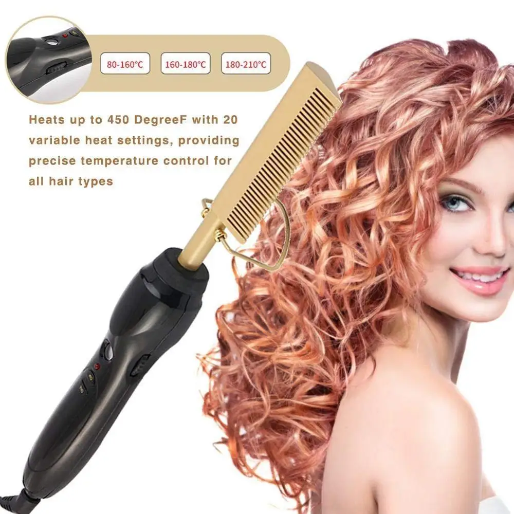 450F High Heat Ceramic Press Comb Professional Electric Hair Straightener brush With Auto Shut-off Time