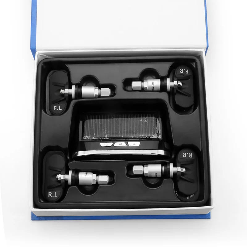 Новейший Универсальный датчик давления в шинах на солнечной энергии TPMS с 4 внутренними датчиками