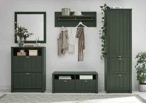 Freestanding Wooden Wardrobe with 1 Hanging Rod and 2 Drawers Small Clothes Storage Organizer Closet for Bedroom