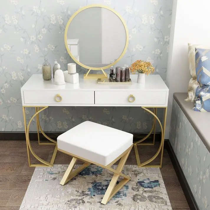 Современный легкий роскошный стильный туалетный столик для спальни Черный туалетный столик с зеркалом на заказ