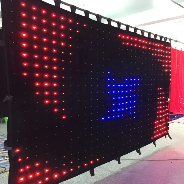 Lighting up your mobile stage  P10 2mx2m  stage background use led video curtain led video drape led star curtain