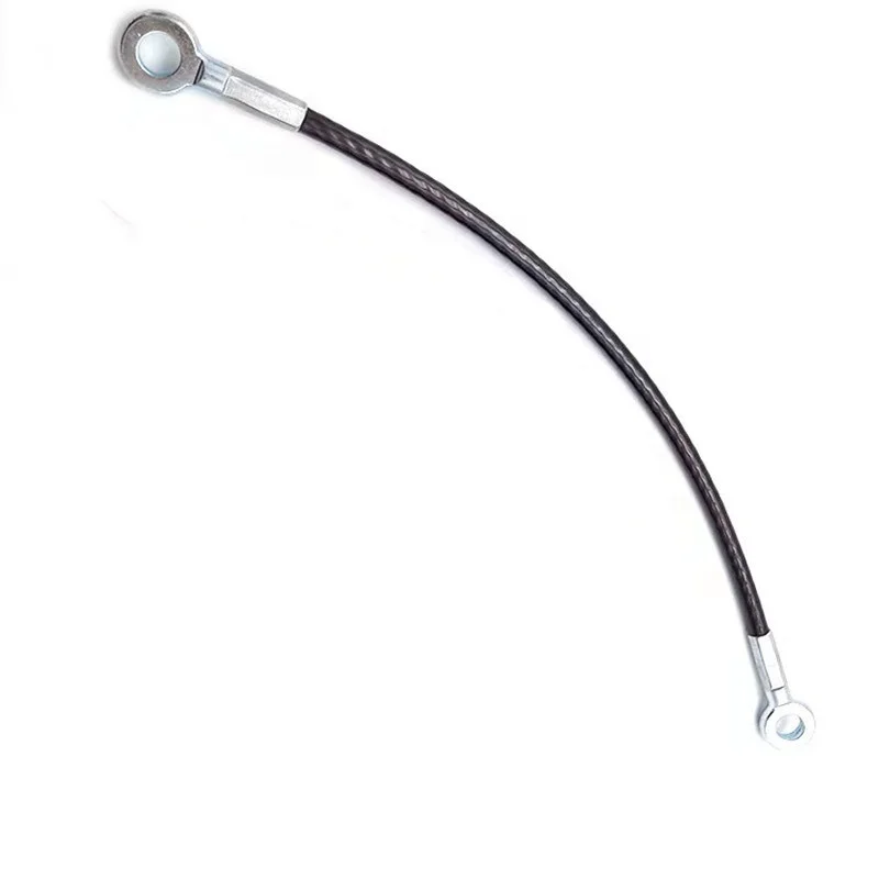 Factory wholesale gym cable coated black PU steel wire rope both side with eyelet terminal  for safety