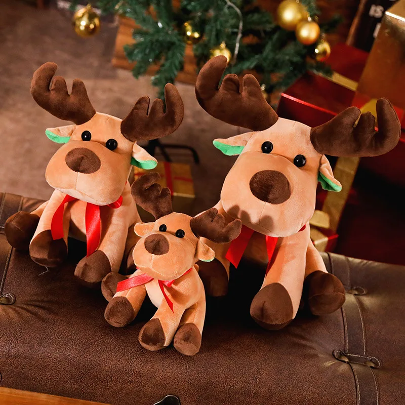 Fast Shipping Christmas Design Reindeer Plush Toy Wholesale Rein deer Shaped Pillow Holiday Gift for Children Soft Kids Toy