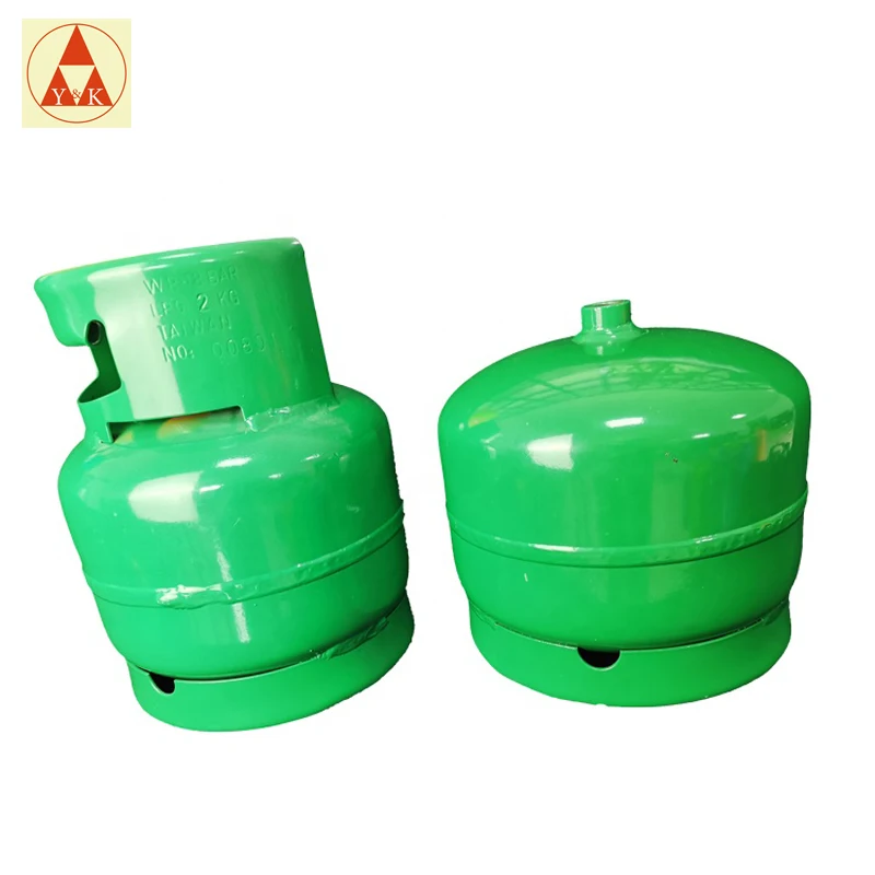 Good Sale Green 2KG LPG Gas Cylinder with burner Cooking Gas Cylinder for Camping BBQ in Ukraine Russia