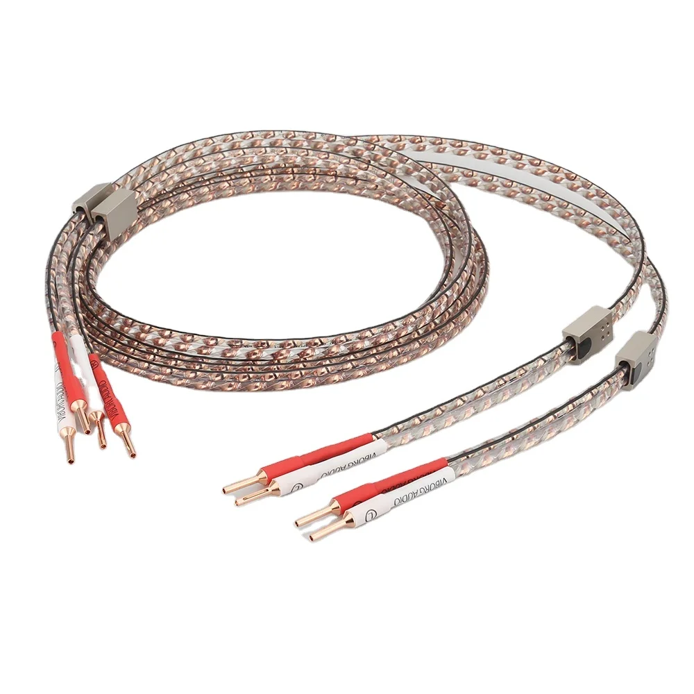 Viborg VS903 2.5m 17AWG Solid Flat Copper Hifi Audio Speaker Cable with VB401 Pure Copper Banana Plug