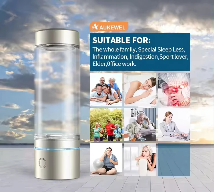 Rechargeable Portable Glass Hydrogen Water Bottle Alkaline Water Bottle Water To Hydrogen Glass Hydrogen Bottle