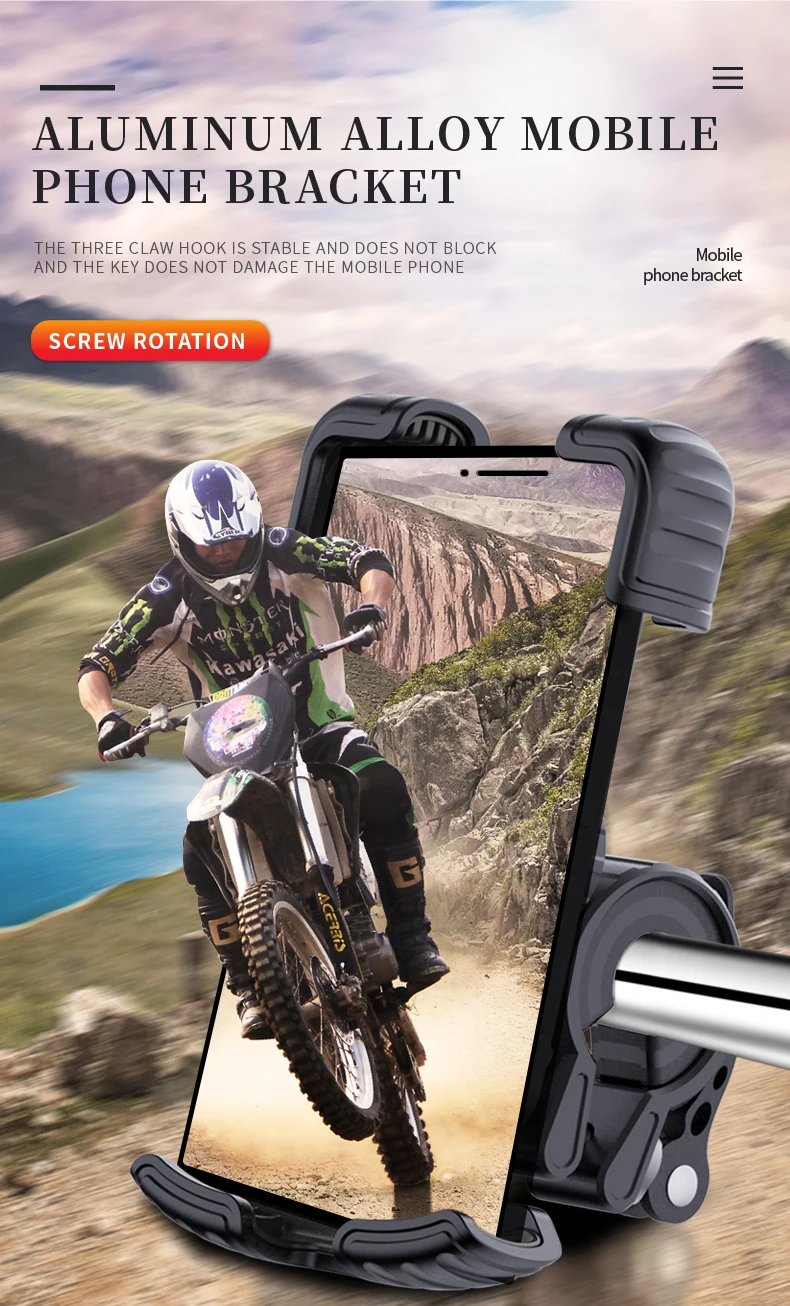 Auto-locking Bike Phone Mount Holder Motorcycle Phone Mount for Handlebar Accessories 360 degree rotation