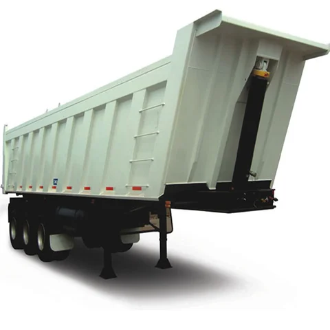 Chinese Good Quality Manufacture Tri Axle Heavy Duty Load 60--80T Side Hydraulic Dump Tipper Truck Rear Dumper Semi Trailer