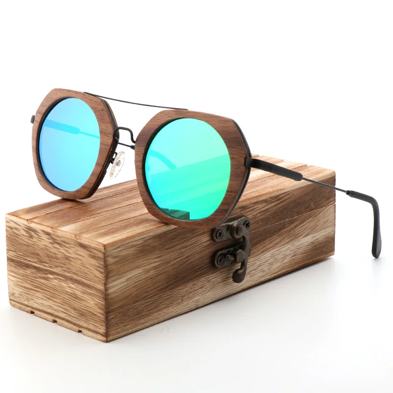 2022 Oversized Wooden Hexagon Sunglasses For Men and Women,Polaried Lens UV400 New Design