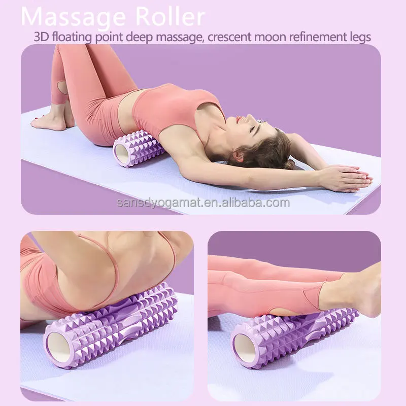 Sansd 33/45cm High Density Sports Roller Wholesale Custom Hollow EVA Foam Roller Fitness Muscle Massage Soft Net Fitness Roller