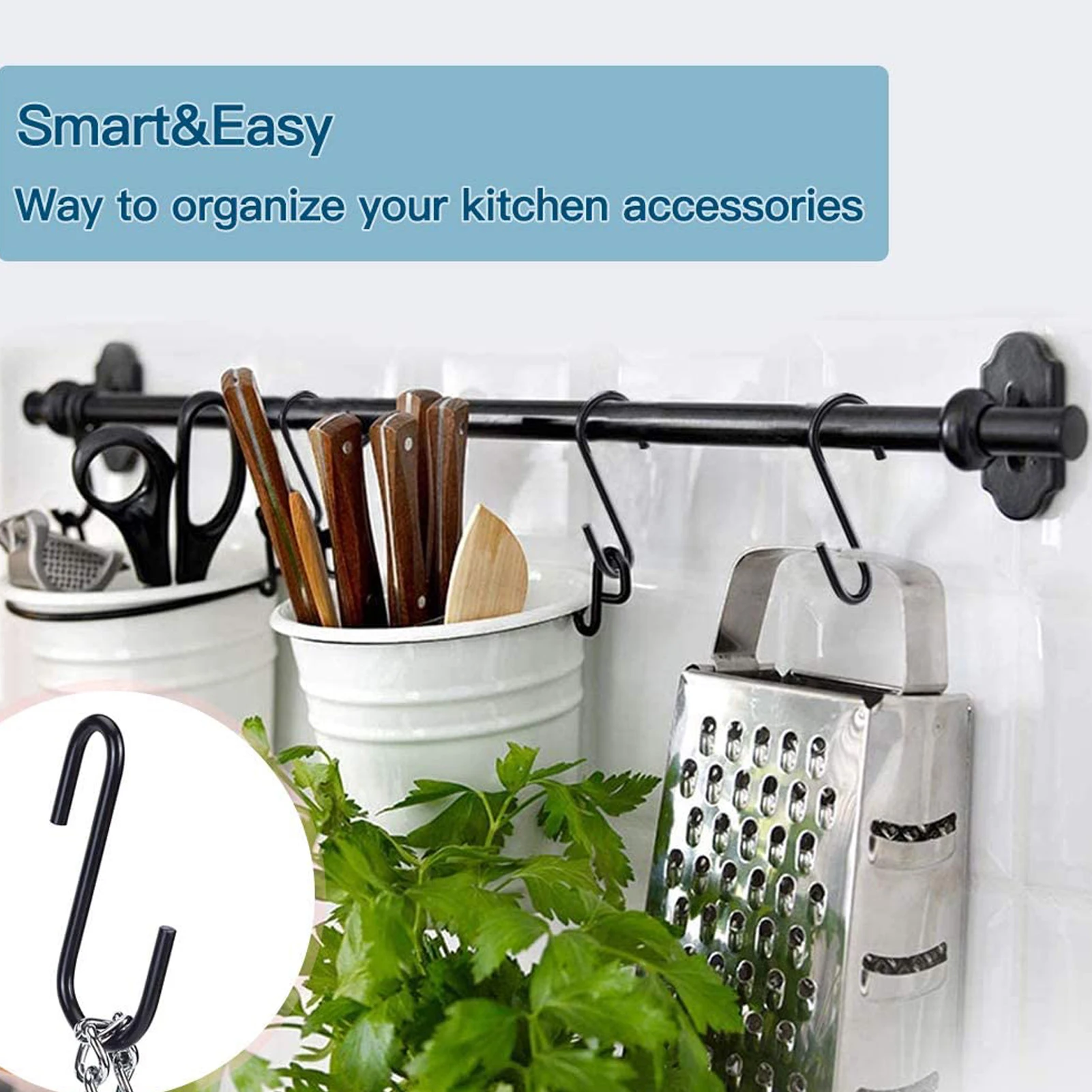 Heavy Duty S Hooks Black Steel S Shaped Hooks for Hanging Pans Pots Plants Bags Towels Kitchen Hooks Hanger