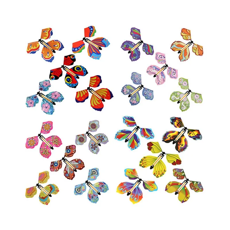 Novelty Stress Relief Flying Butterfly Novelty Magic Wind up Rubber Band Powered Toy