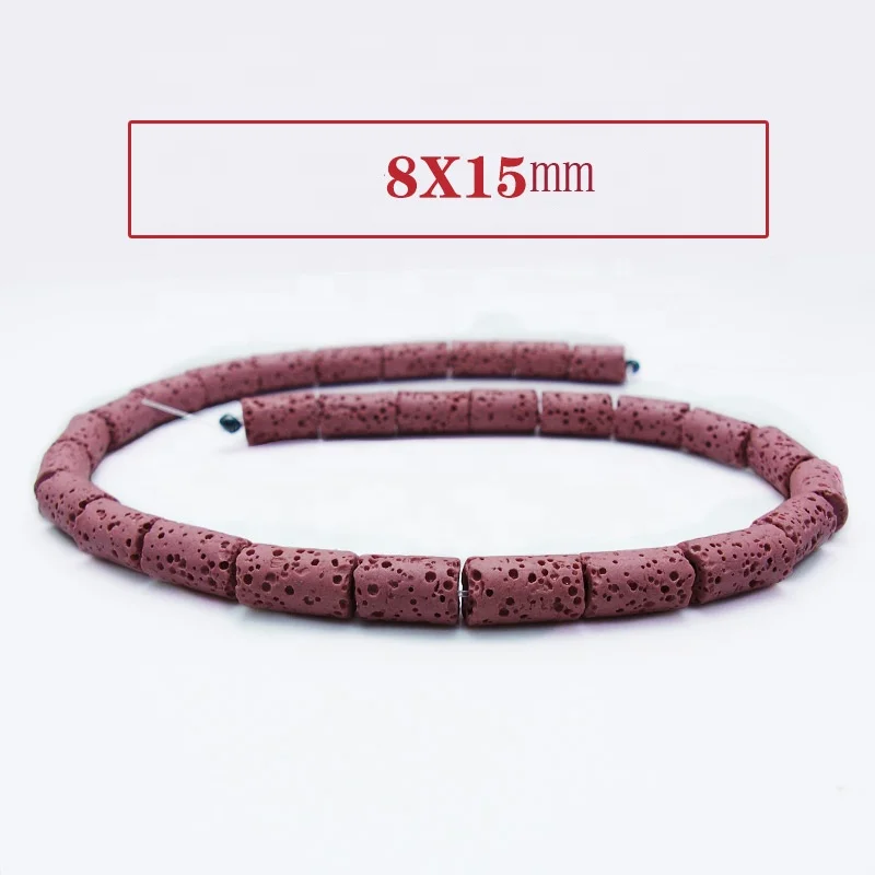 column shape lava natural stone loose beads for jewelry making full strand wholesale