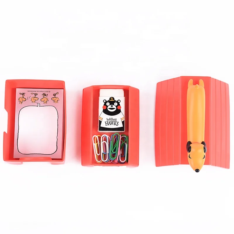 dachshund custom cartoon dog OEM multilayer plastic storage box desk organizer