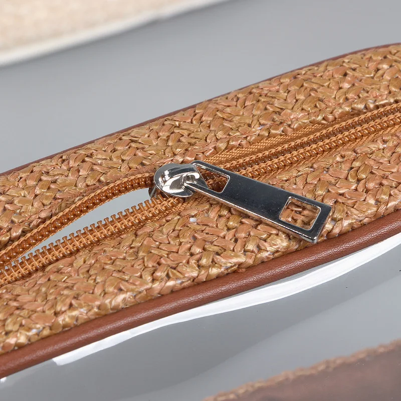 PVC Transparent Window Straw Material Frame Luxury Nail Polish Bottle Cosmetic Bag Pouch Brush Pen Make Up Pouch Wash Pad Pack