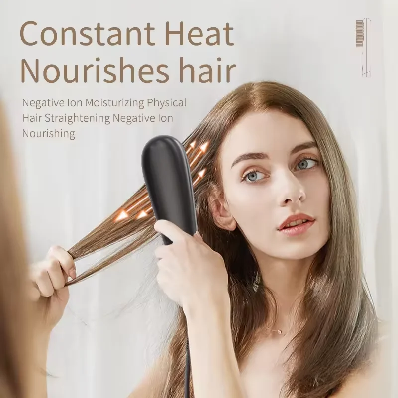 Hot Sale Portable USB Rechargeable Hot Comb 2 in 1 Negative Ion Wireless Cordless Hair Brush Hot Hair Straightener Comb