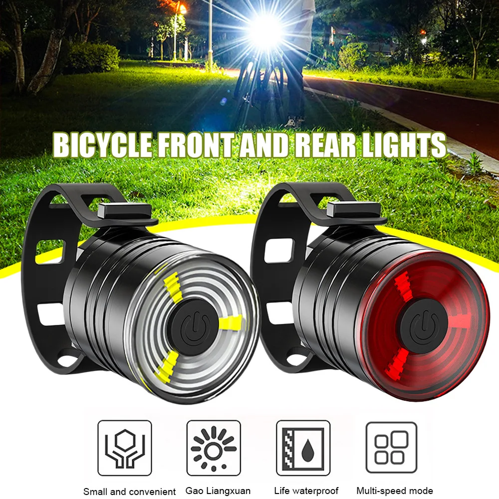 Super Bright Aluminum Alloy Helmet Lamp Waterproof Rear Taillight Bike Warning Tail Light ABS Front Light Flashlight Bicyclists